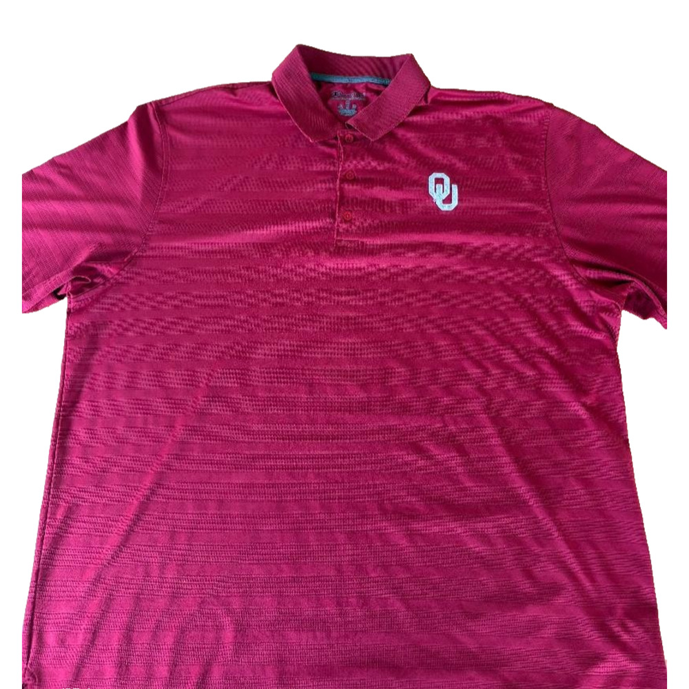 OKLAHOMA SOONERS Champion Mens XL Polo Shirt Red Performance Embroidered Logo